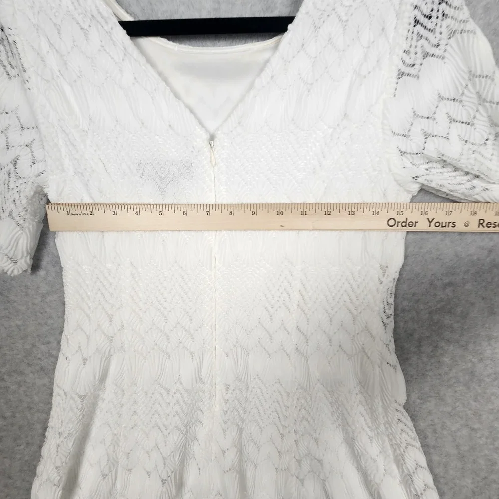 Jessica Howard Dress Womens 10 White Lace Short Sleeve Fit Flare‎ Zipper Spring